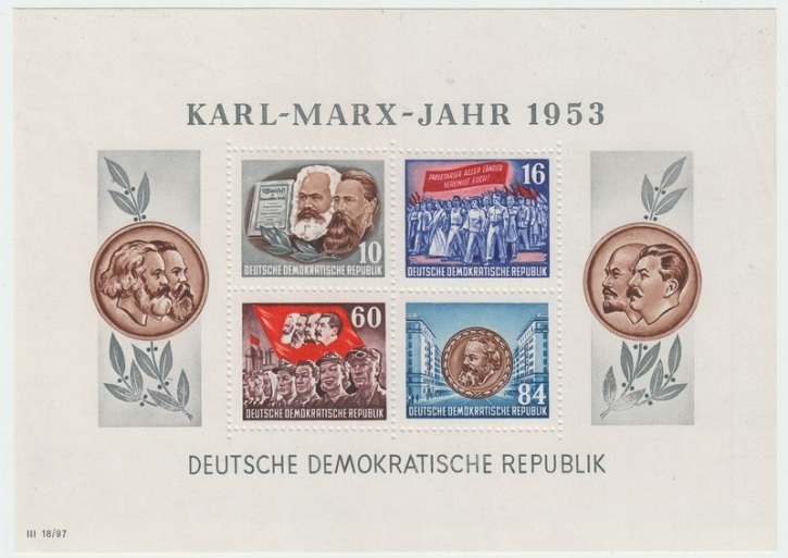 Briefmarken DDR 1953, Mi.Nr. Block 9A gezähnt, Karl-Marx-Jahr, Postfrisch