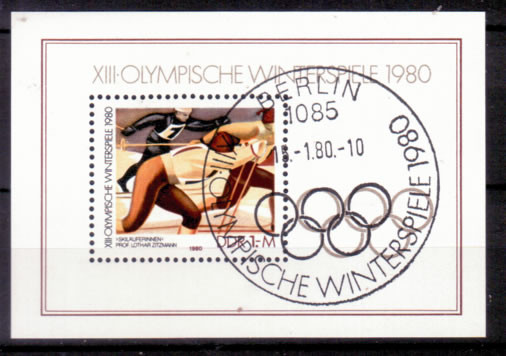 Briefmarken: DDR 1980, Mi.Nr. Block 57, Olympische Winterspiele, Lake Placid. Gestempelt