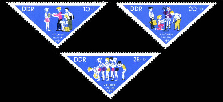 Briefmarken: DDR 1964, Mi.Nr. 1045-1047, Pioniertreffen, Postfrisch
