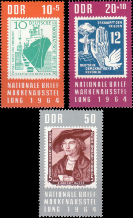 Briefmarken: DDR 1964, Mi.Nr. 1056-1058, Briefmarkenausstellung, Postfrisch