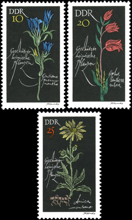 Briefmarken DDR 1966, Mi.Nr. 1242-1244, Geschützte Pflanzen (I), Postfrisch
