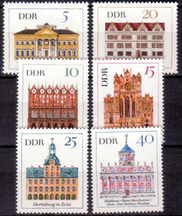 Briefmarken DDR 1967, Mi.Nr. 1245-1250, Bedeutende Bauten I, Postfrisch