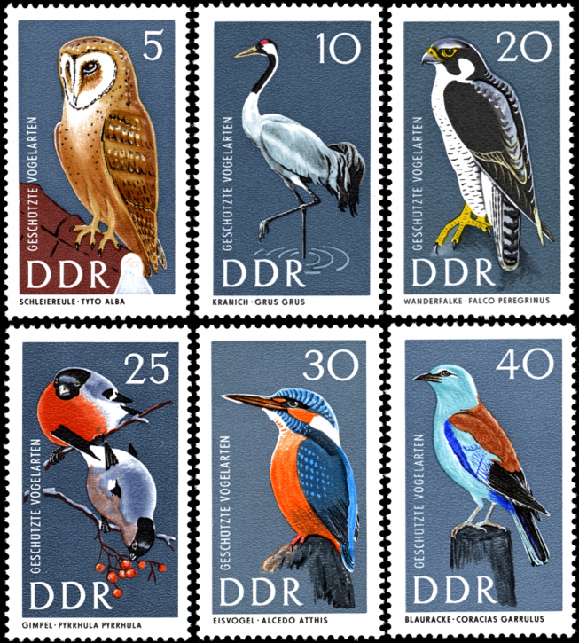 Briefmarken DDR 1967, Mi.Nr. 1272-1277, Geschützte Vögel, Postfrisch