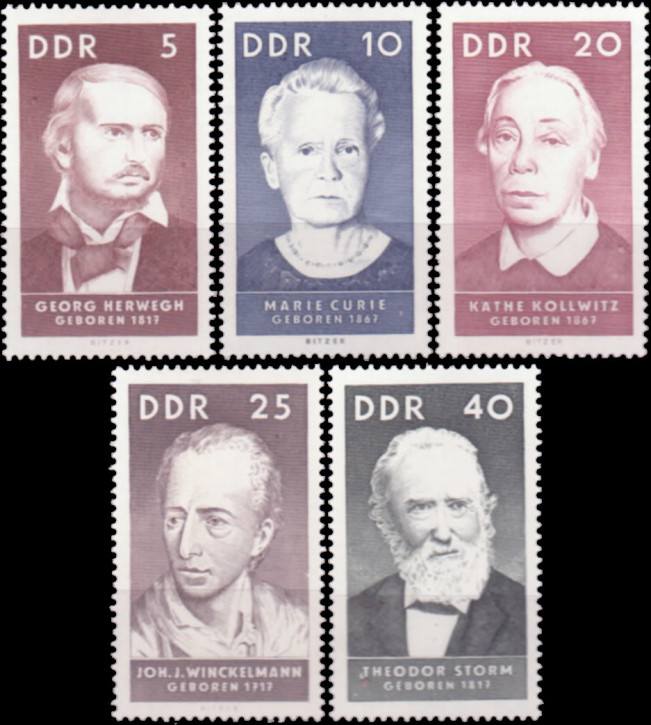 Briefmarken DDR 1967, Mi.Nr. 1293-1297, Berühmte Persönlichkeiten (I), Postfrisch