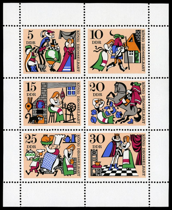 Briefmarken DDR 1967, Mi.Nr. 1323-1328 Kleinbogen, Märchen (II), Postfrisch