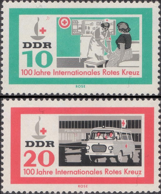 Briefmarken: DDR 1963 Mi.Nr. 956-957, Int. Rotes Kreuz, Postfrisch