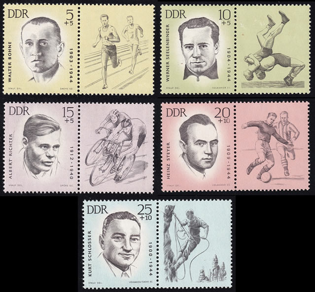 Briefmarken: DDR 1963 Mi.Nr. 958-962 (WZd70-WZd74), Mahn- und Gedenkstätten, Postfrisch