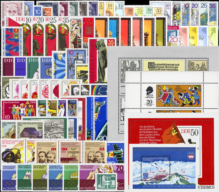 Briefmarken DDR Jahrgang 1975 Postfrisch - Komplett