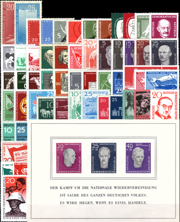 Briefmarken DDR Jahrgang 1958 Postfrisch - Komplett