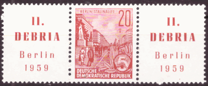 Briefmarken DDR 1959, Mi.Nr. 580B (W Zd 21) waagerechter Zusammendruck, Dauerserie Fünfjahresplan VI (Gezähnt 14), Postfrisch
