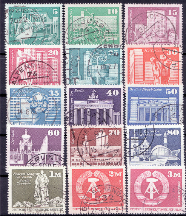 Briefmarken DDR 1973-1974, Mi.Nr. 1842-1967 Großformat, Dauerserie Aufbau in der DDR, Gestempelt