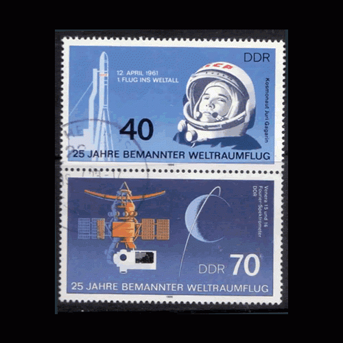 Briefmarken DDR 1986, 3005, 3007 (SZd 314) , 25 Jahre bemannter Weltraumflug, Gestempelt