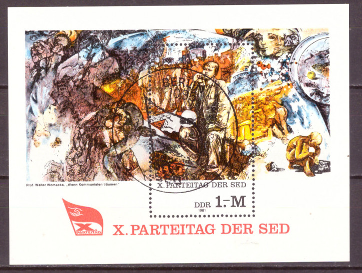 Briefmarken: DDR 1981, Mi. Nr. Block 63, X. Parteitag (II), Gestempelt