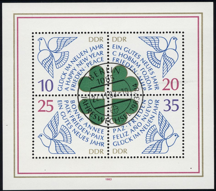 Briefmarken: DDR 1983 Mi.Nr. Block 75, Neujahr 1984, Gestempelt