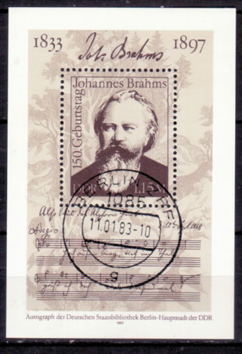 Briefmarken: DDR 1983 Mi.Nr. Block 69, Johannes Brahms, Gestempelt