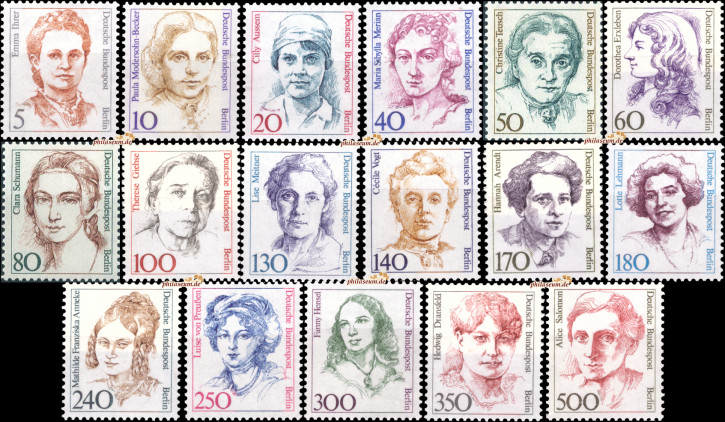 Briefmarken Berlin 1986-1989: Mi.Nr. 770-849, Dauermarkenserie: Frauen der deutschen Geschichte (I-IX). Postfrisch - komplett