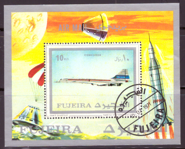 Briefmarken Fujeira (Fudschaira) 1971, Mi.Nr. Block43 A, Concorde. Gestempelt