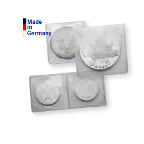 LINDNER Münz-Hüllen 50 x 50 mm aus glasklarer PVC-Folie. 25, 50, 100, 500 Stk. zur Auswahl