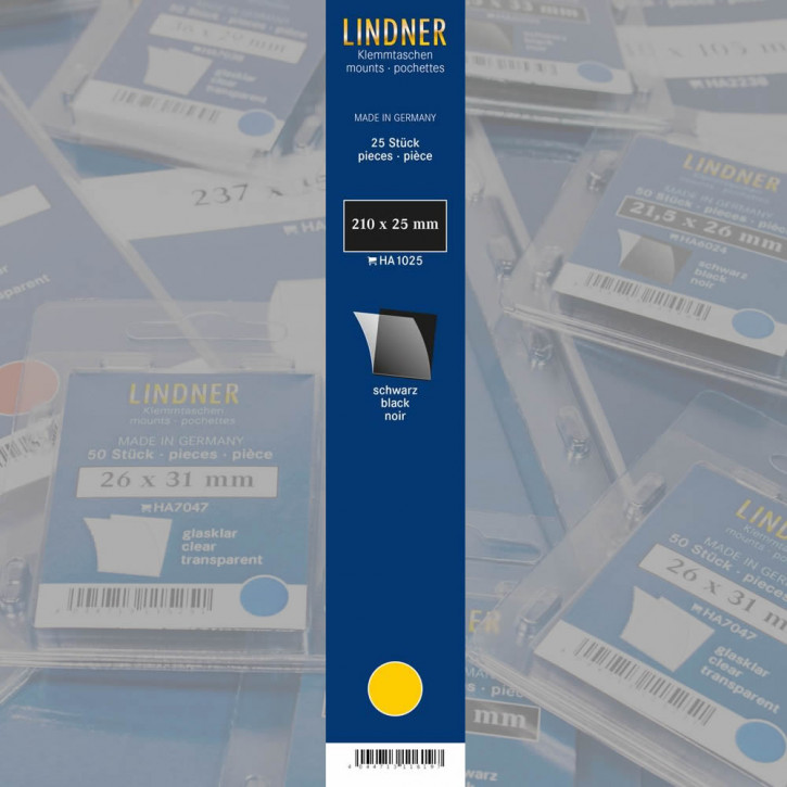 Lindner Klemmstreifen, 210 x 25 mm, schwarz, 25 Stück