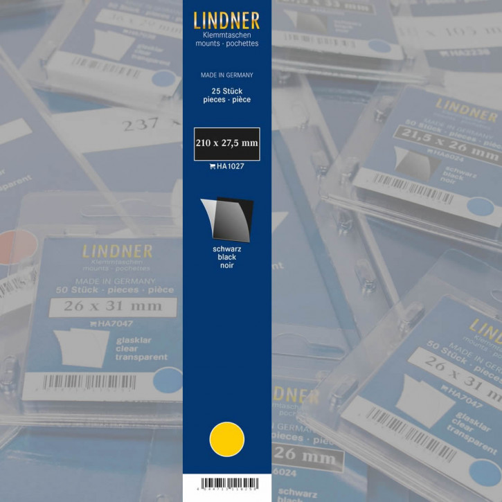 Lindner Klemmstreifen, 210 x 27 mm, schwarz, 25 Stück