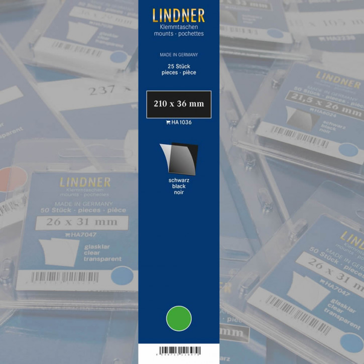 Lindner Klemmstreifen, 210 x 37 mm, schwarz, 25 Stück