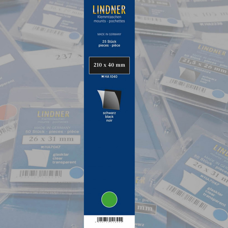 Lindner Klemmstreifen, 210 x 40 mm, schwarz, 25 Stück