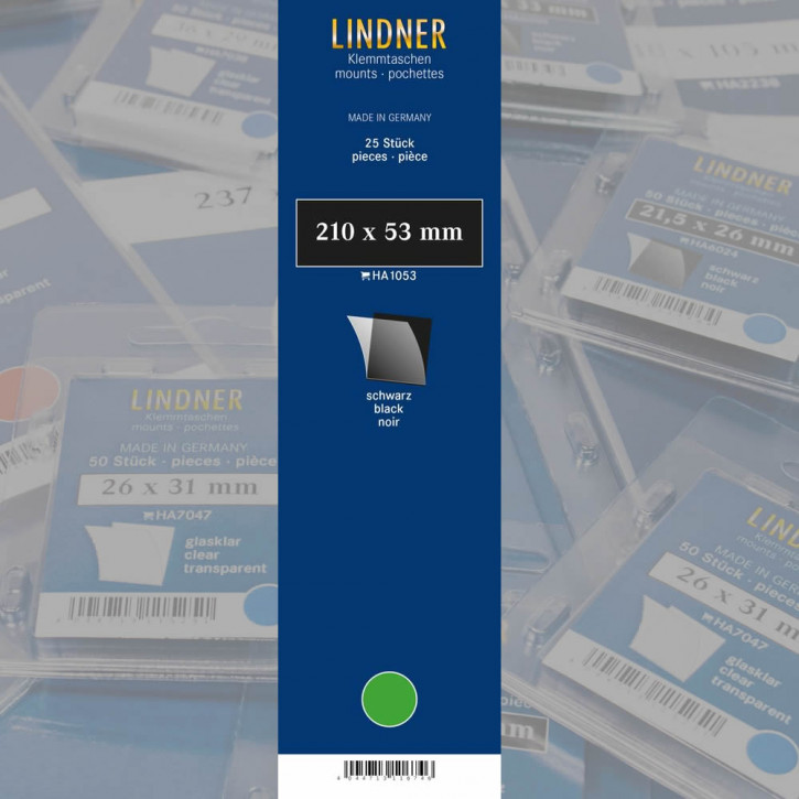 Lindner Klemmstreifen, 210 x 53 mm, schwarz, 25 Stück