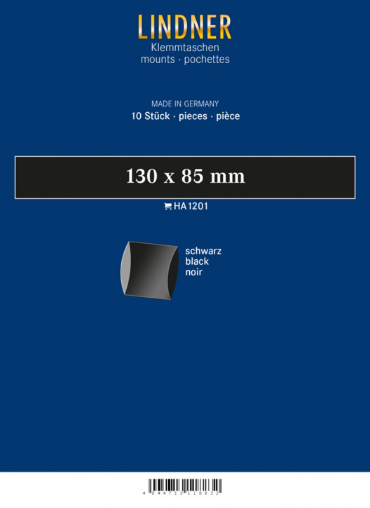 Lindner Blockstreifen, 130 x 85 mm, schwarz, 10 Stück, doppelte Klemmnaht