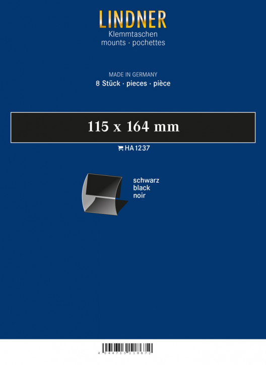 Lindner Klemmfix Blockstreifen, 115 x 164 mm, schwarz, 8 Stück, geschlitzt