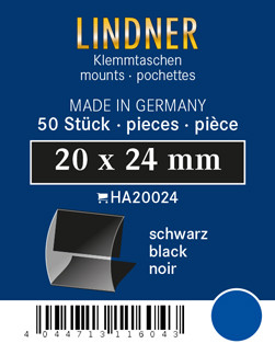 Lindner Klemmfix Zuschnitte, 20 x 24 mm, schwarz, 50 Stück, geschlitzt
