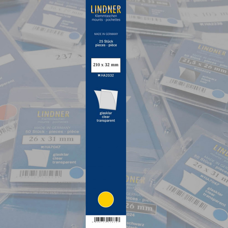 Lindner Klemmstreifen, 210 x 32 mm, glasklar, 25 Stück