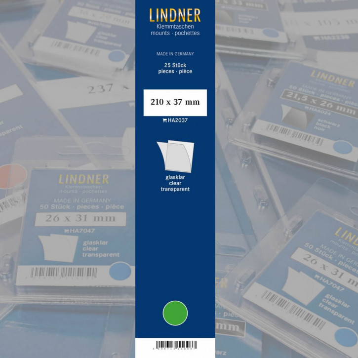 Lindner Klemmstreifen, 210 x 37 mm, glasklar, 25 Stück