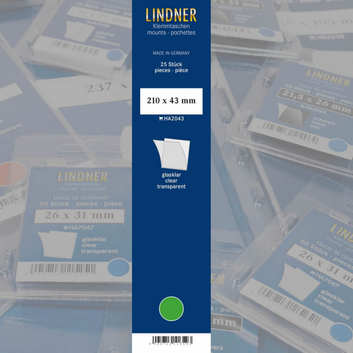 Lindner Klemmstreifen, 210 x 43 mm, glasklar, 25 Stück
