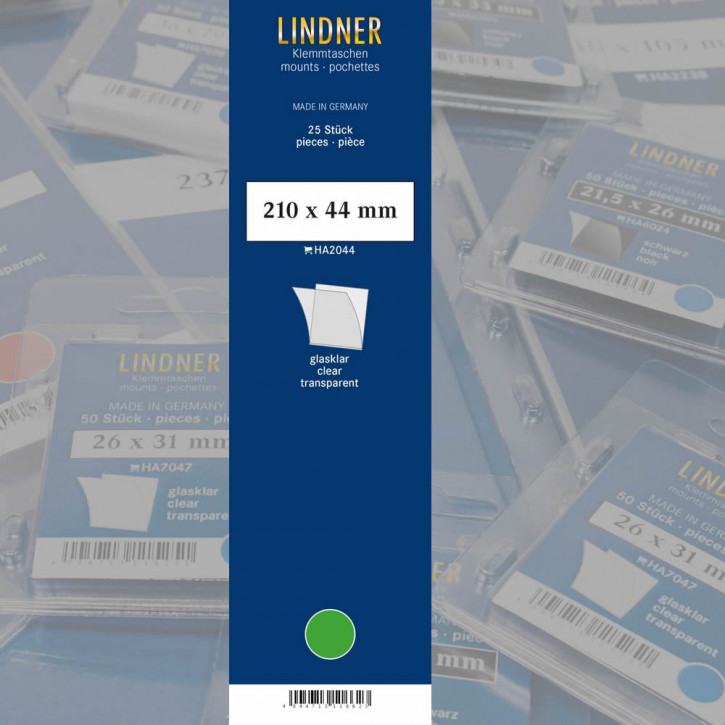Lindner Klemmstreifen, 210 x 44 mm, glasklar, 25 Stück