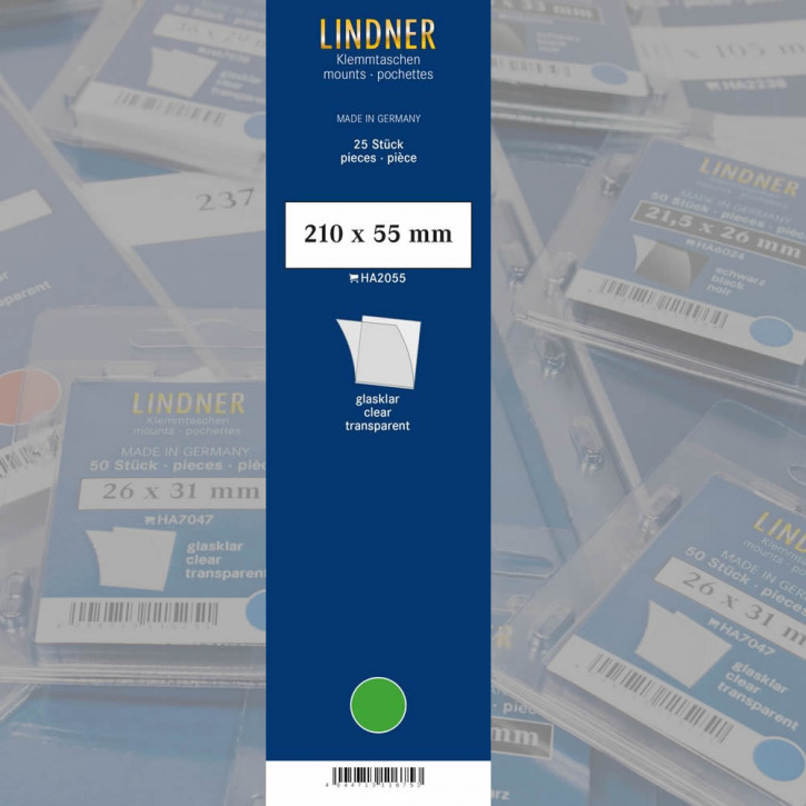 Lindner Klemmstreifen, 210 x 55 mm, glasklar, 25 Stück