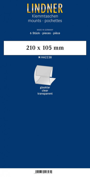 Lindner Klemmfix Blockstreifen, 210 x 105 mm, glasklar, 6 Stück, geschlitzt