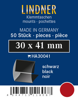 Lindner Klemmfix Zuschnitte, 30 x 41 mm, schwarz, 50 Stück, geschlitzt