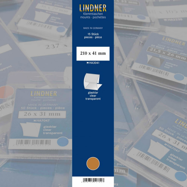 Lindner Klemmfix Streifen, 210 x 41 mm, glasklar, 15 Stück, geschlitzt