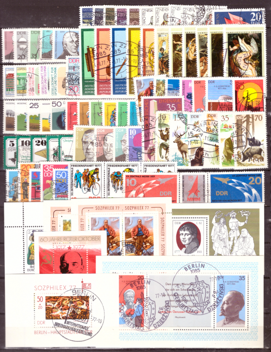 Briefmarken DDR Jahrgang 1977 Gestempelt - Komplett