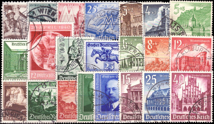 Briefmarken Deutsches Reich Jahrgang 1940 Mi.Nr. 739-761 Gestempelt