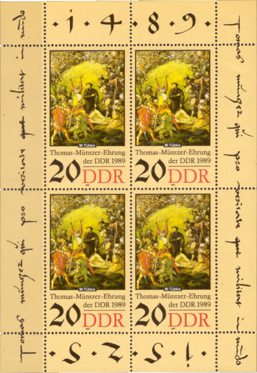 Briefmarken DDR 1989, Mi.Nr. 3271 Kleinbogen, Thomas Müntzer (II), Postfrisch
