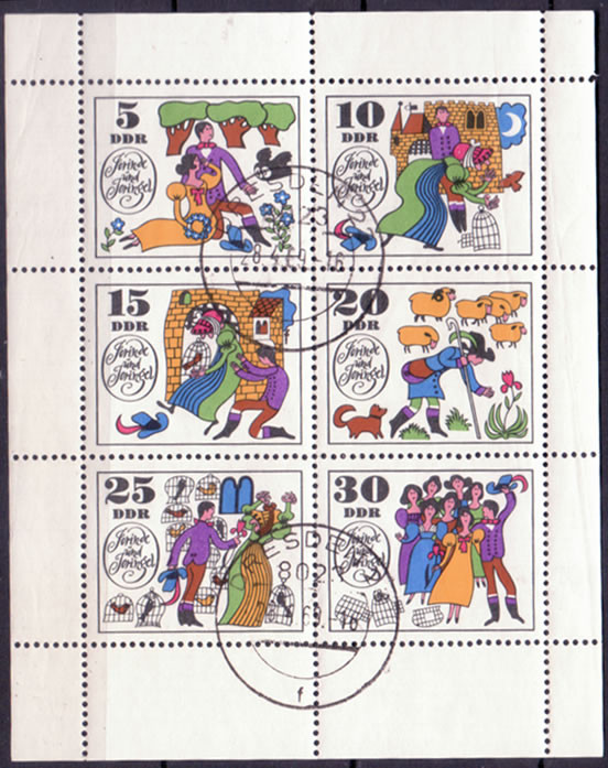 Briefmarken DDR 1969, Mi. Nr. 1450-1455 Kleinbogen, Märchen (IV). Gestempelt