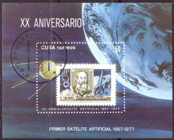 Briefmarken Kuba 1977, Mi.Nr. Block 50, Sputnik I. Gestempelt