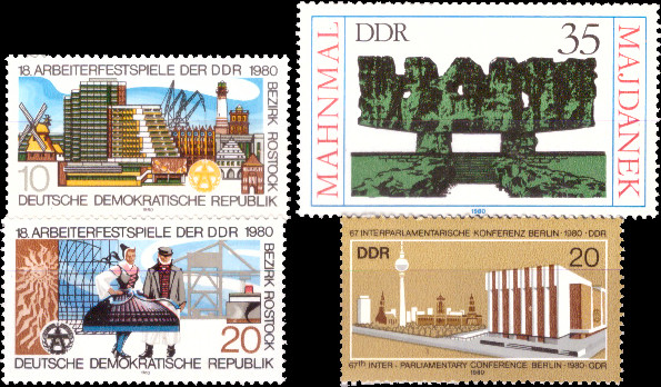 Briefmarken DDR 1980, Mi.Nr. 2514-2515, 2538, 2542. Postfrisch.