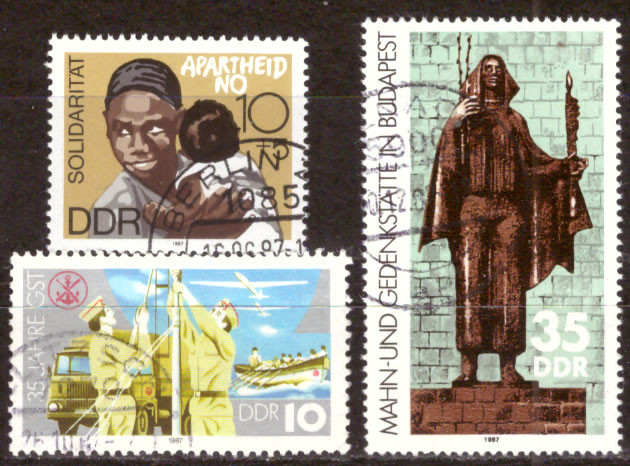 Briefmarken DDR 1987, Mi.Nr. 3105, 3117, 3122. Gestempelt