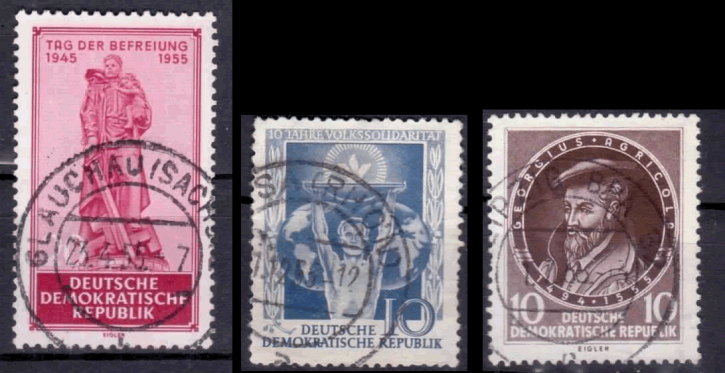 Briefmarken: DDR 1955 Lot aus Mi.Nr. 463, 484, 497, Gestempelt