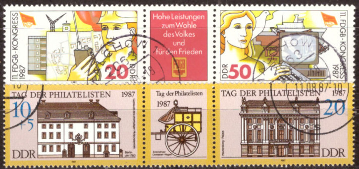 Briefmarken DDR 1987, Mi.Nr. 3086-3087 (WZd 708) + 3118-3119 (WZd 722), Gestempelt