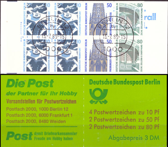 Briefmarken Berlin, Mi.Nr. MH 14 (1x H-Bl. 22), Markenheftchen Sehenswürdigkeiten - Gestempelt