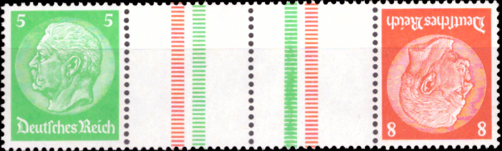 Briefmarken Deutsches Reich 1934, Zd-Mi. KZ 21.1 (515+Z+Z+517), Zusammendrucke aus MHB 35, Postfrisch