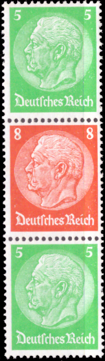 Briefmarken Deutsches Reich 1934, Zd-Mi. S 120 (515+517+515), Zusammendrucke aus MHB 35, Postfrisch
